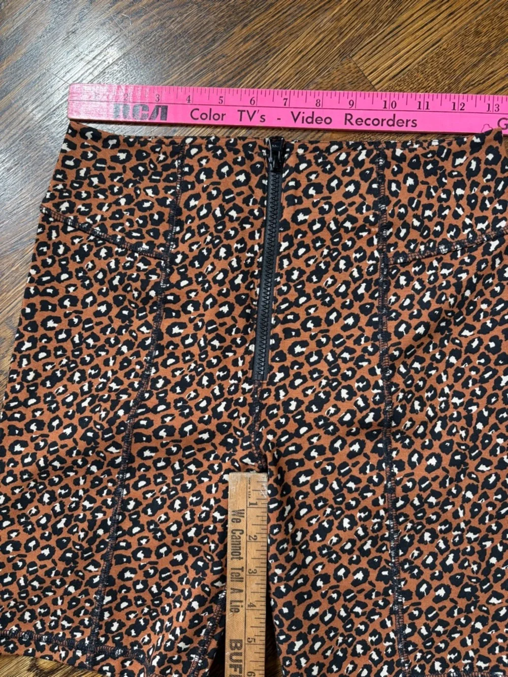 Free People zip front leopard stretch jersey bike shorts size s
